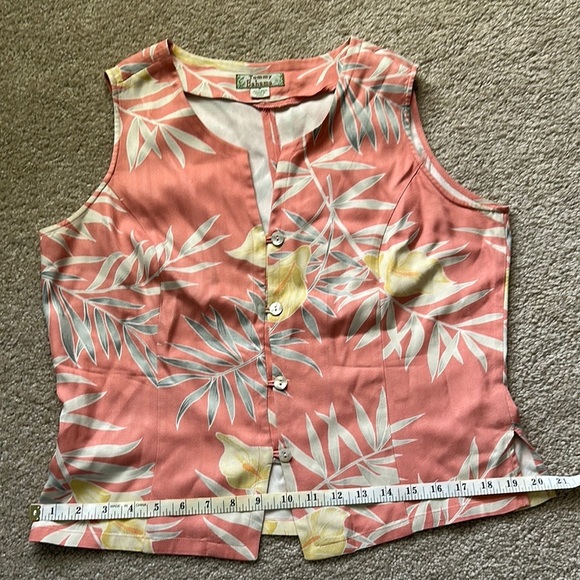 Tommy Bahama Pink Floral 100% Silk Tropical Vest Women’s Medium - Picture 4 of 7